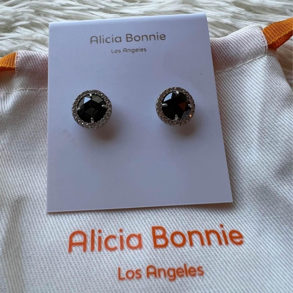 Alicia Bonnie The Real Me Black Stud Earrings